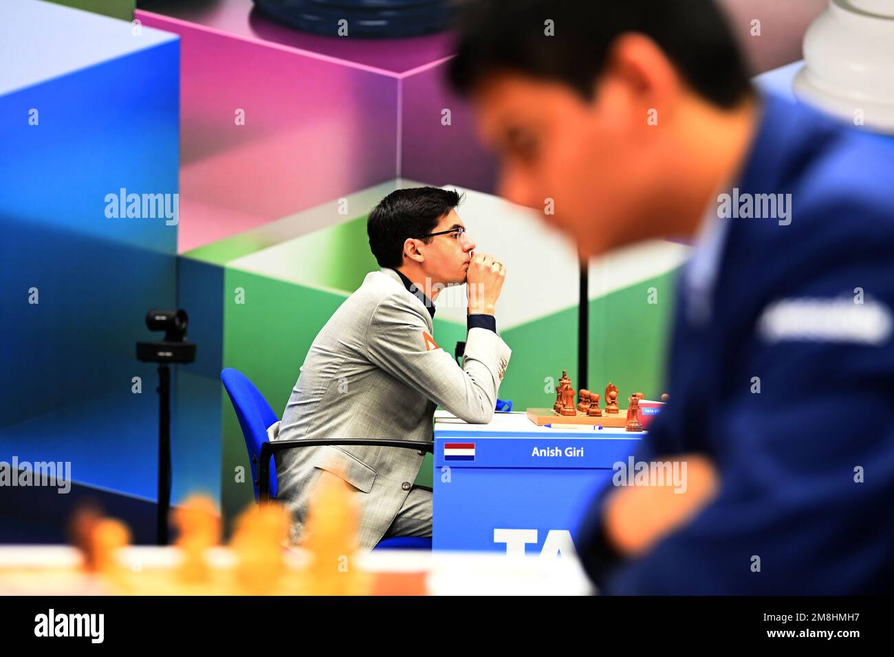 Chess Grandmaster Anish GIRI, Netherlands, NED, Portrait, Portrait,  Portrait, cropped single image, single motive, press conference in front of  the Sparkassen Chess-Meeting 2018 on 13.07.2018 in Dortmund Â