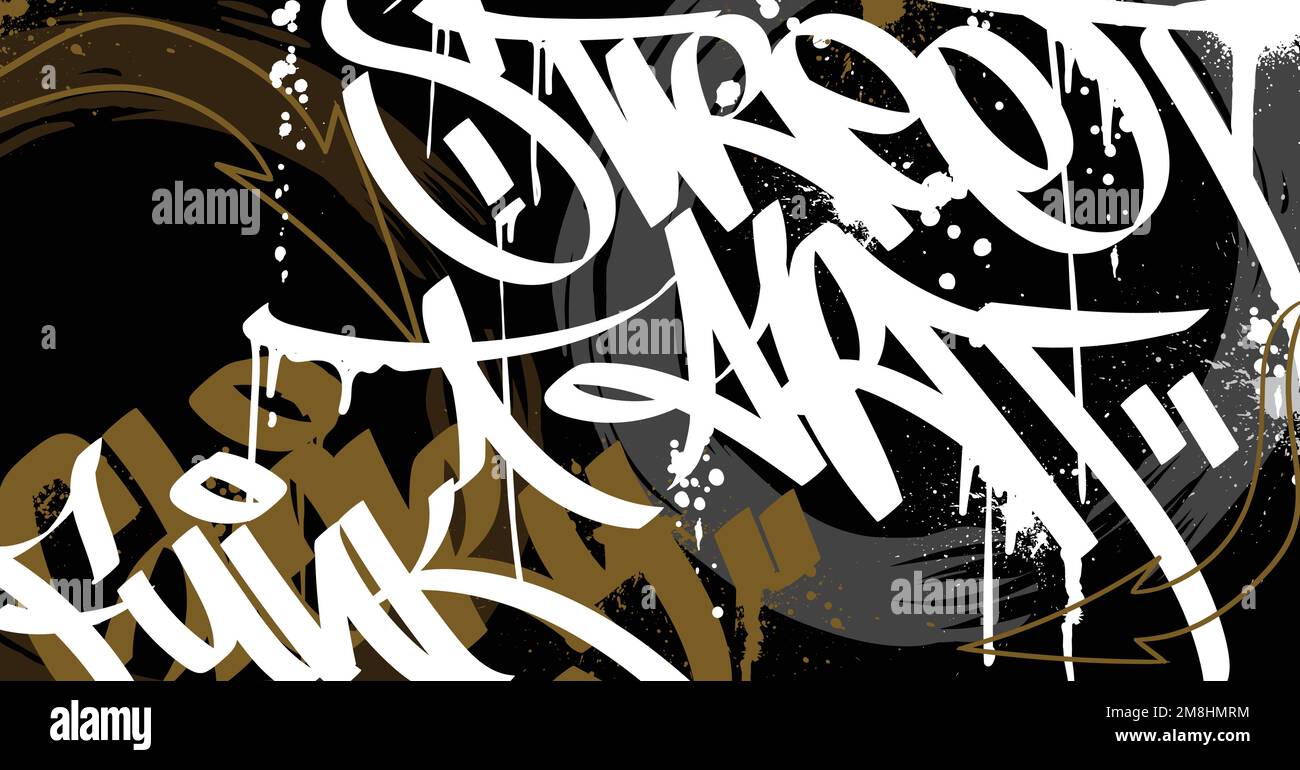 Abstract graffiti art background with scribble throw-up and tagging hand-drawn style. Street art graffiti urban theme for prints, patterns, banners, a Stock Vector