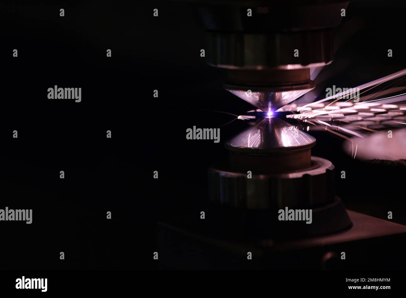 Process of cutting metal using plasma cutting Stock Photo