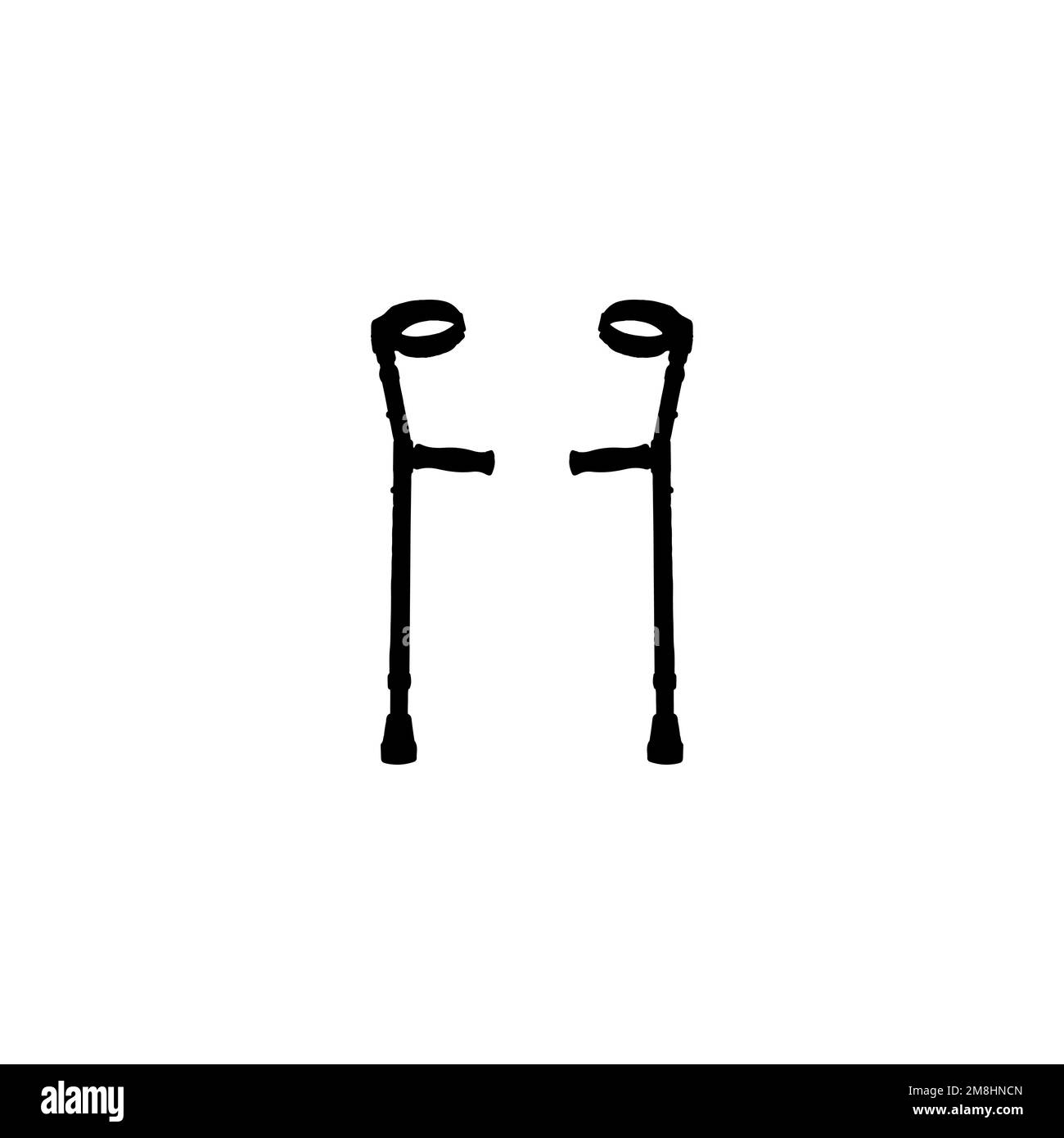 Crutches icon. Simple style support for the disabled poster background symbol. Crutches brand logo design element. Crutches t-shirt printing. vector f Stock Vector