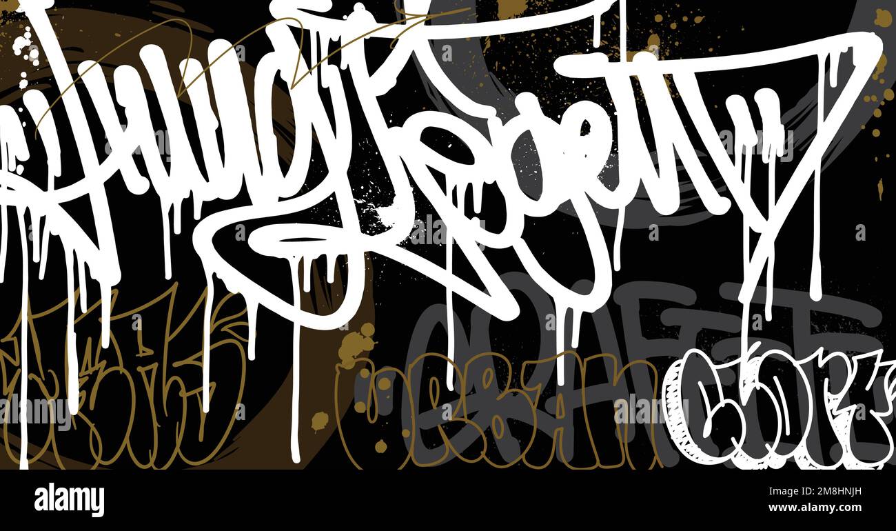Abstract graffiti art background with scribble throwup and tagging
