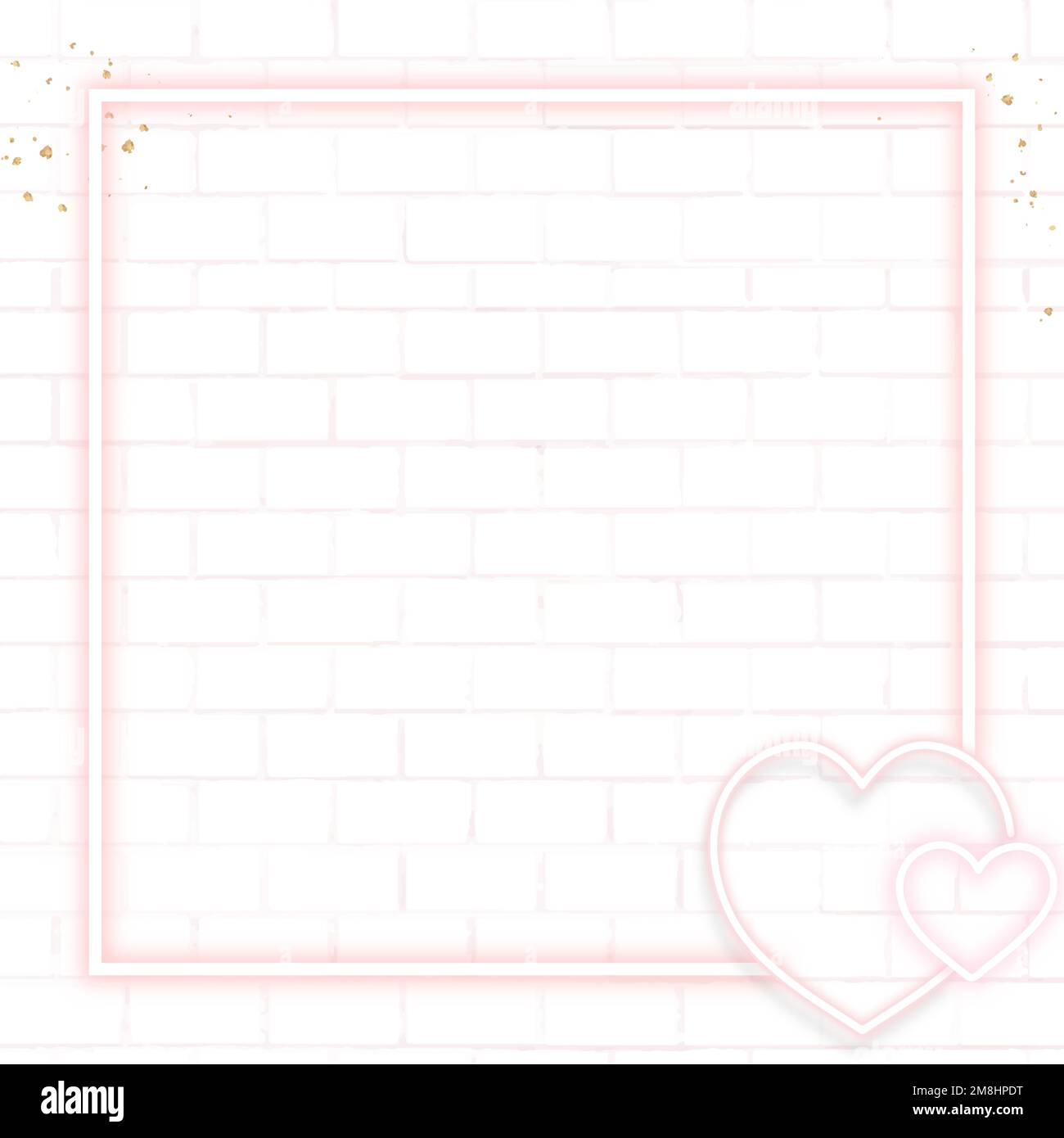 Pink neon Valentine's frame vector Stock Vector