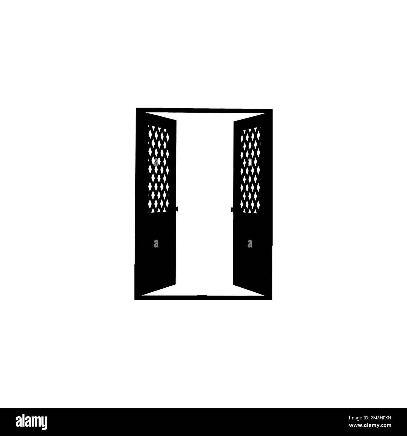 Door icon. Simple style door company big sale poster background symbol