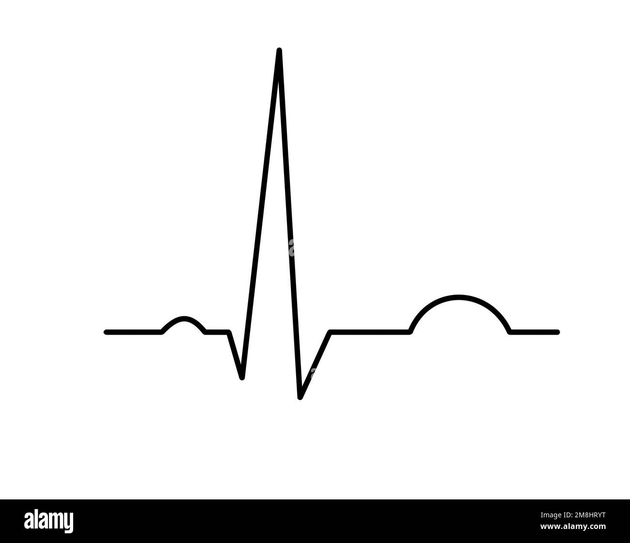Heartbeat black line, ECG or EKG Cardio graph symbol for Healthy and Medical Analysis, transparent background Stock Photo