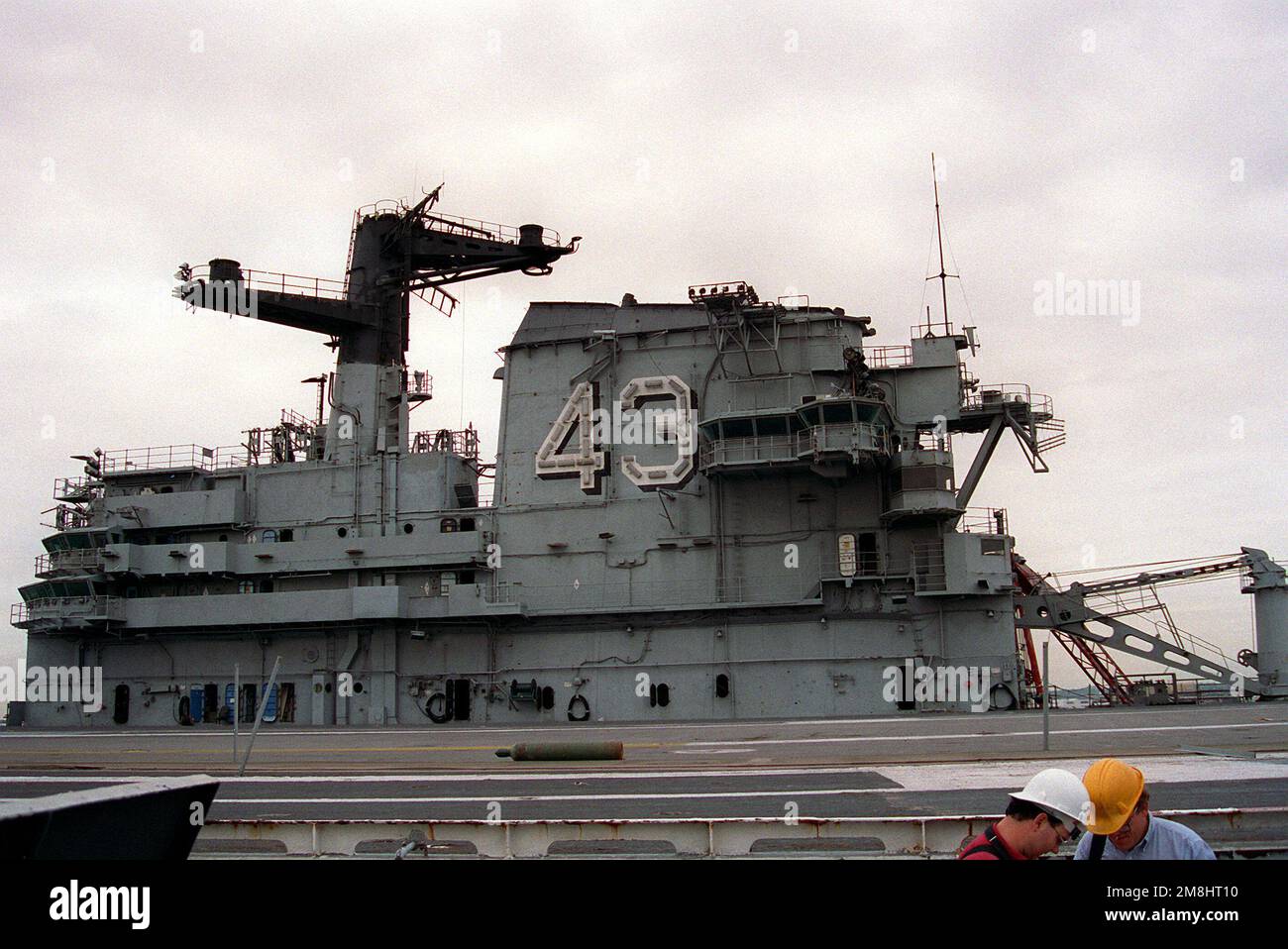 A View Of The Island Of The Aircraft Carrier Coral Sea (Cv-43) As The  Seawitch Salvage Co. Dismantles The Ship For Scrap At Lambert Point. The  Top Of The Ship's Mast Was