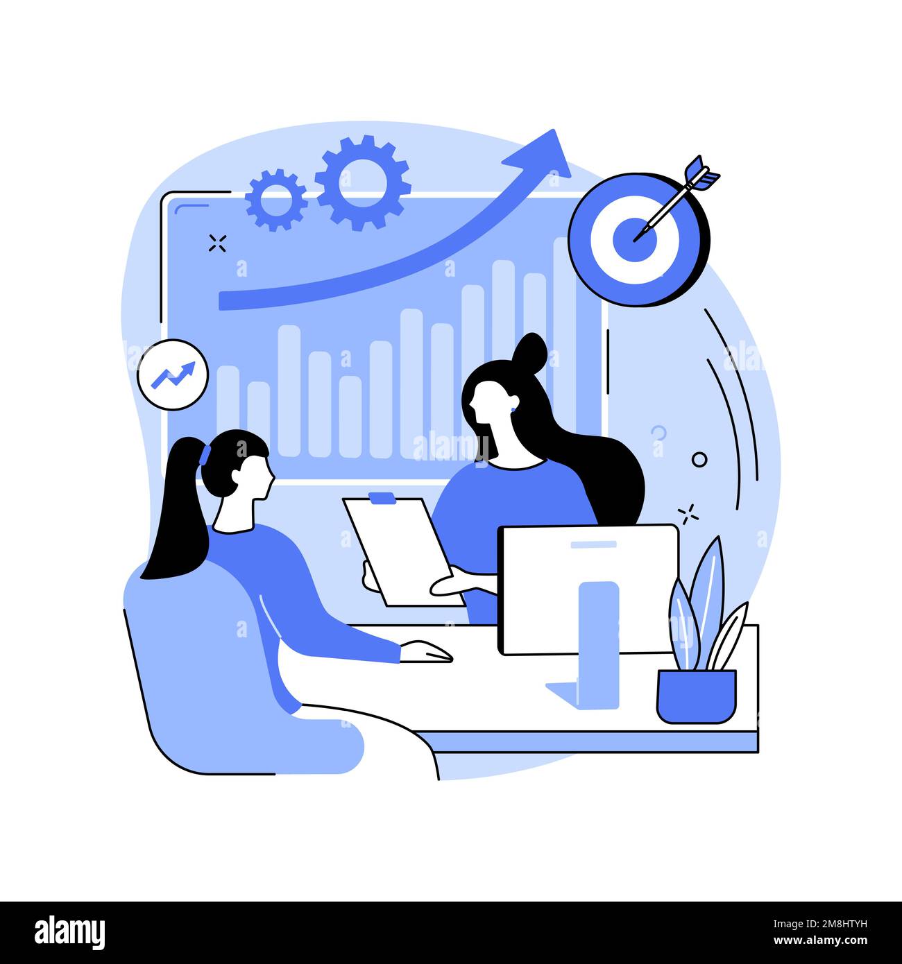 Briefing with a client isolated cartoon vector illustrations. Marketing