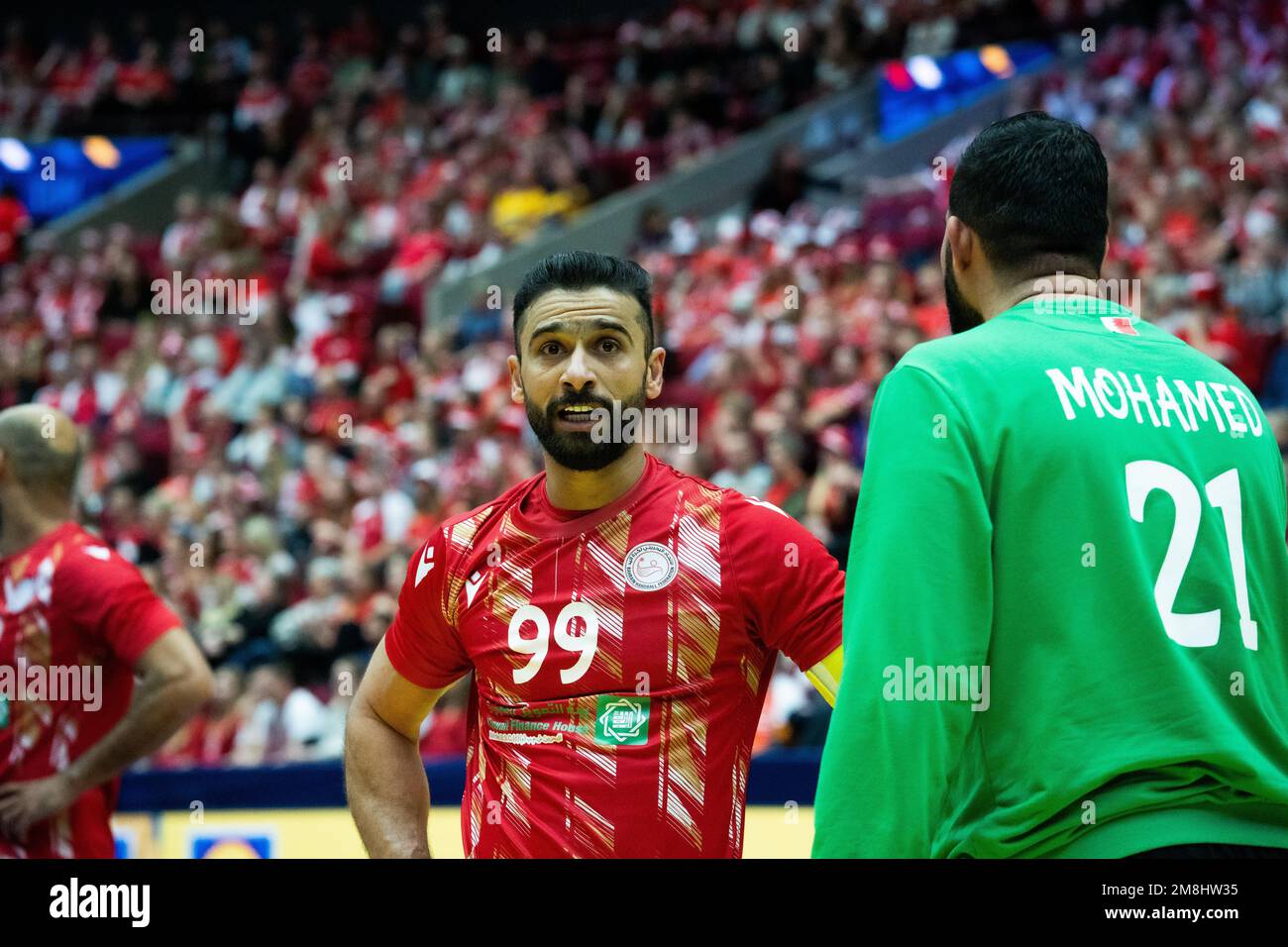 Malmo, Sweden. 13th Jan, 2023. Husain Al-Sayyad (99) of Bahrain seen ...