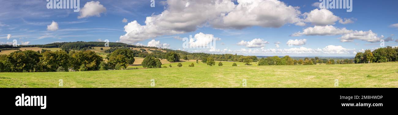 Panoramic view of welsh countryside at Chirk, Wrexham Stock Photo