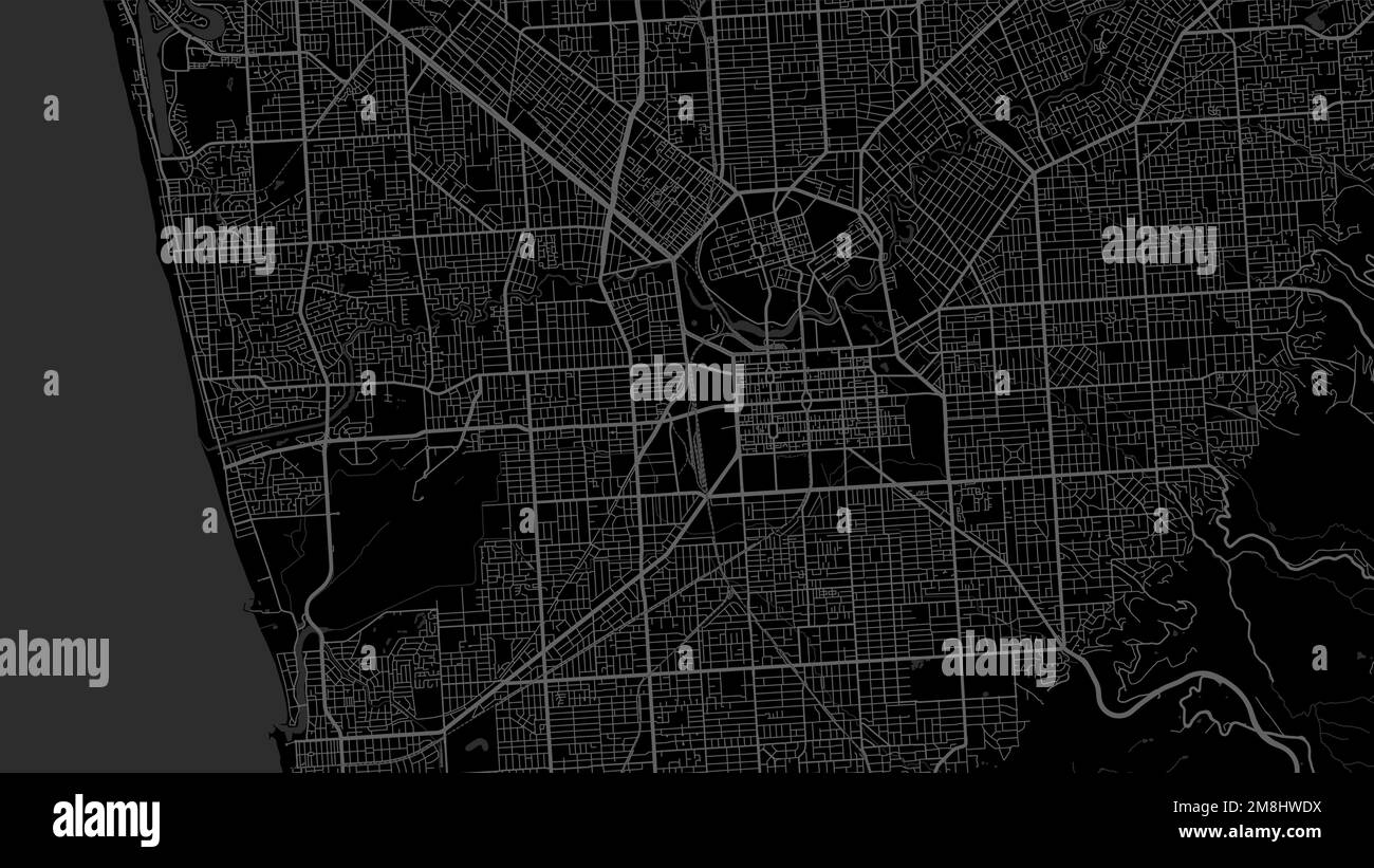 Black map of Adelaide city administrative area. Royalty free vector illustration. Cityscape panorama. Decorative graphic tourist map of Adelaide terri Stock Vector