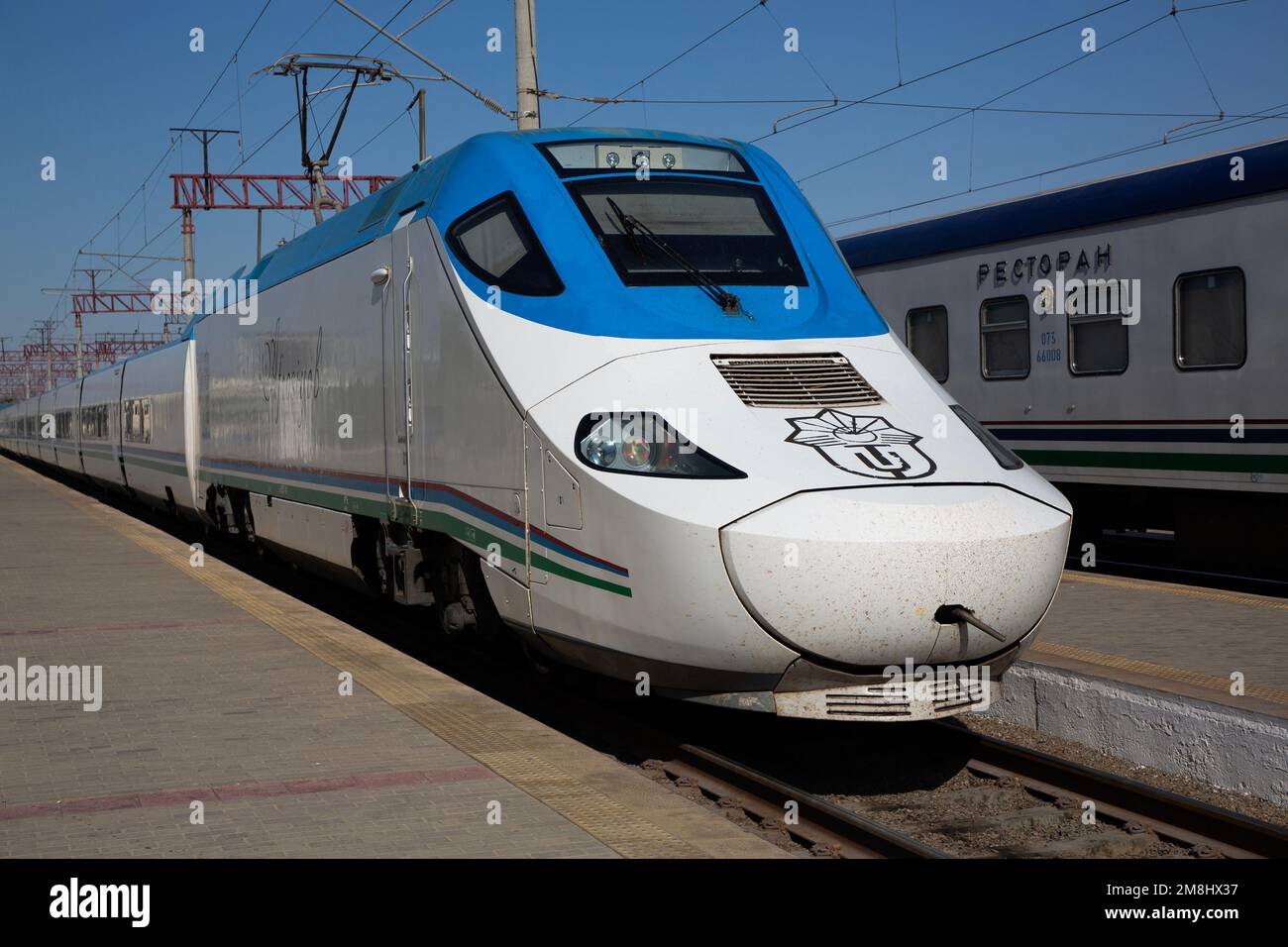 Afrosiyob, High Speed Train, Uzbekistan Railway, Tashkent, Uzbekistan Stock Photo