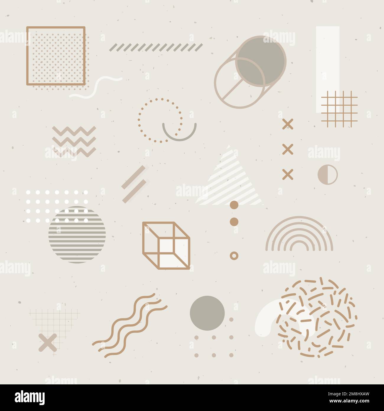 Beige tone Memphis patterned social template vector Stock Vector