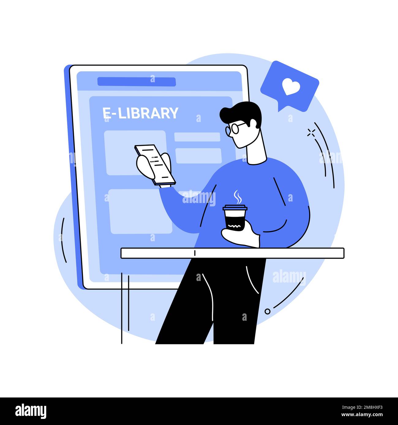 Reading ebooks isolated cartoon vector illustrations. Smiling boy