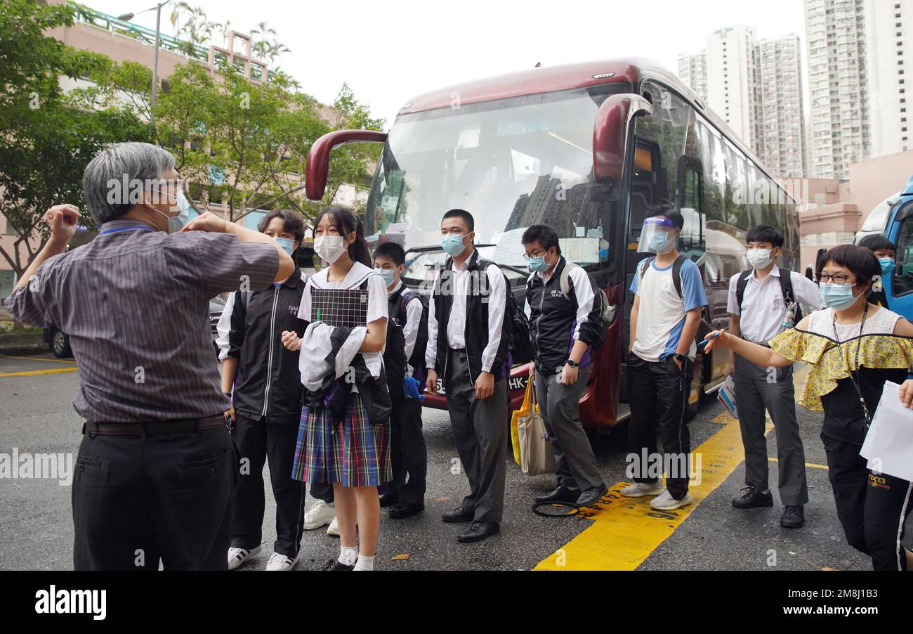 Senior secondary cross border students will return to HK for class  resumption at the Yuen Yuen Institute MFBM Nei Ming Chan Lui Chung Tak  Memorial College in Tin Shui Wai. 15JUN20 SCMP/