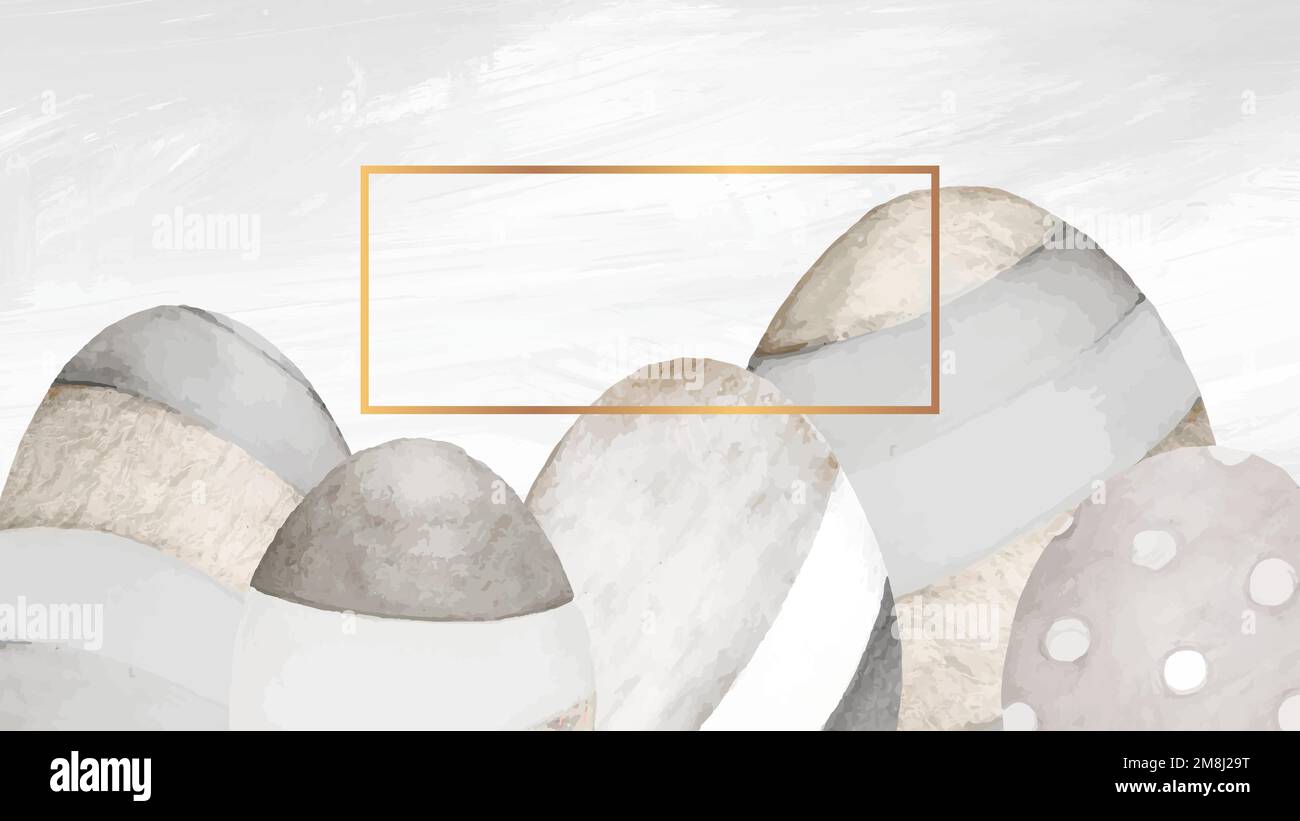 Gold frame on neutral gray Easter egg background vector Stock Vector