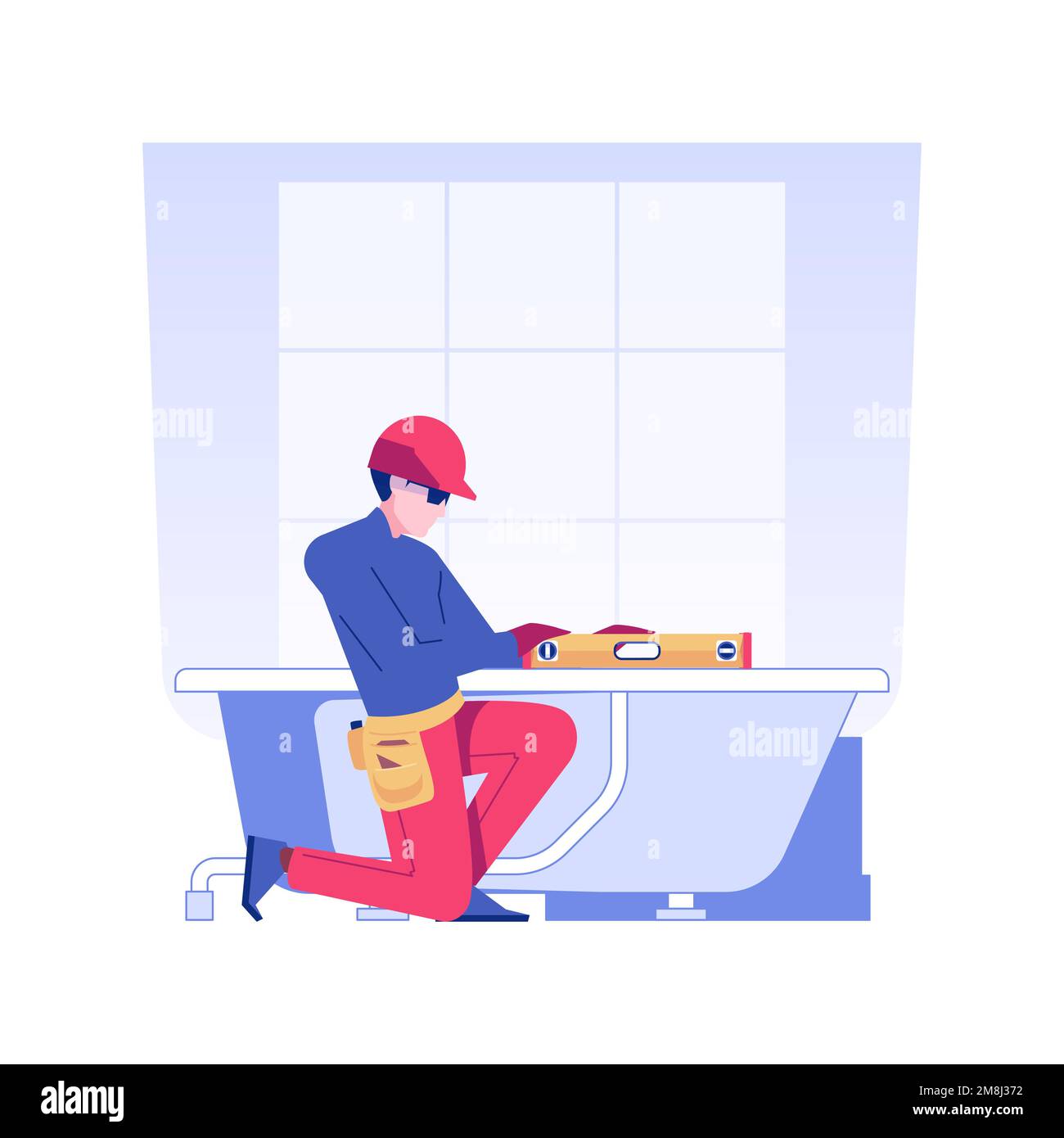 Bathtub and shower installation isolated concept vector illustration ...