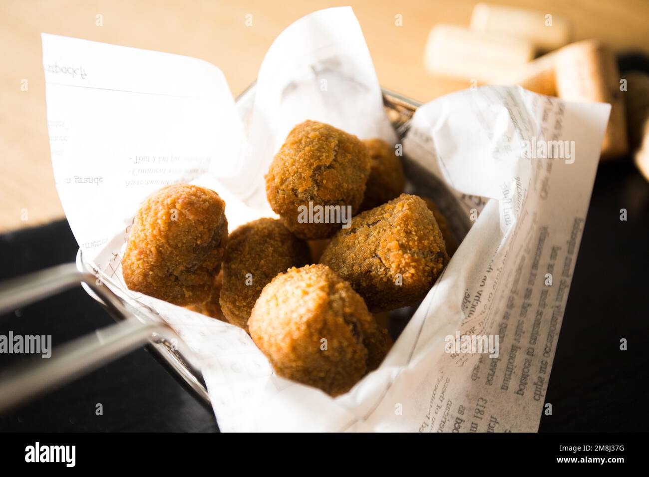 Spanish croquettes. The croquette is a portion of dough made from a