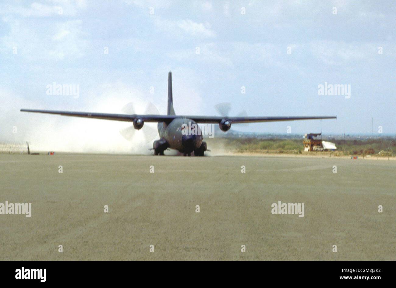 A German C-160 lands at Belet Weyne airfield delivering supplies to the German contingent supporting Operation CONTINUE HOPE. Subject Operation/Series: CONTINUE HOPE Base: Belet Uen Country: Somalia (SOM) Stock Photo
