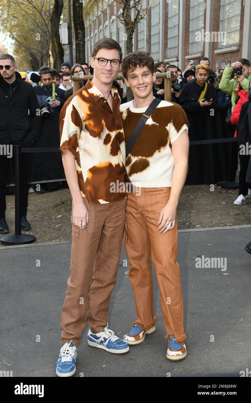 Milan, Italy. 14th Jan, 2023. Milan, guests arrive Fendi fashion show