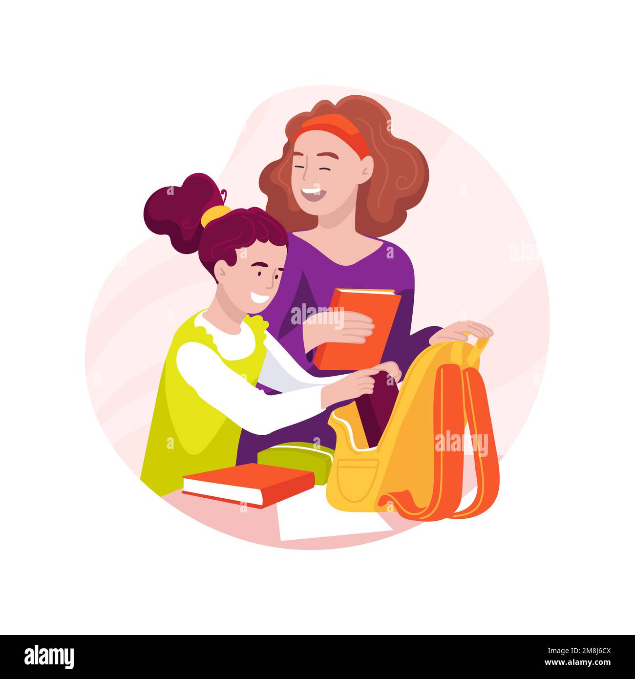 Pack a backpack isolated cartoon vector illustration. Smiling girl packing  a bag, children daily routine, going to study, morning preparation for scho  Stock Vector Image & Art - Alamy