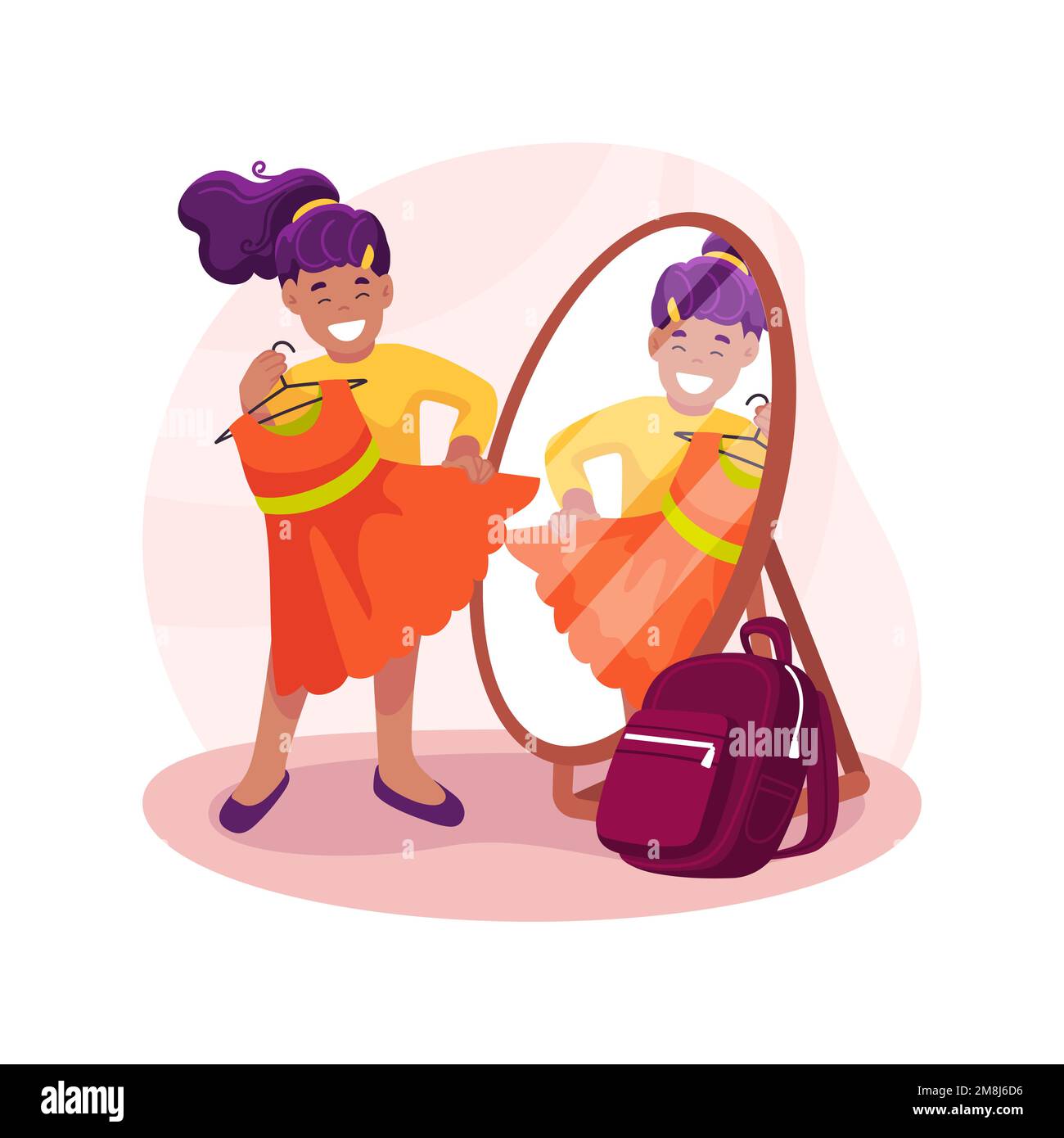Dressing up isolated cartoon vector illustration. Girl dressing up for