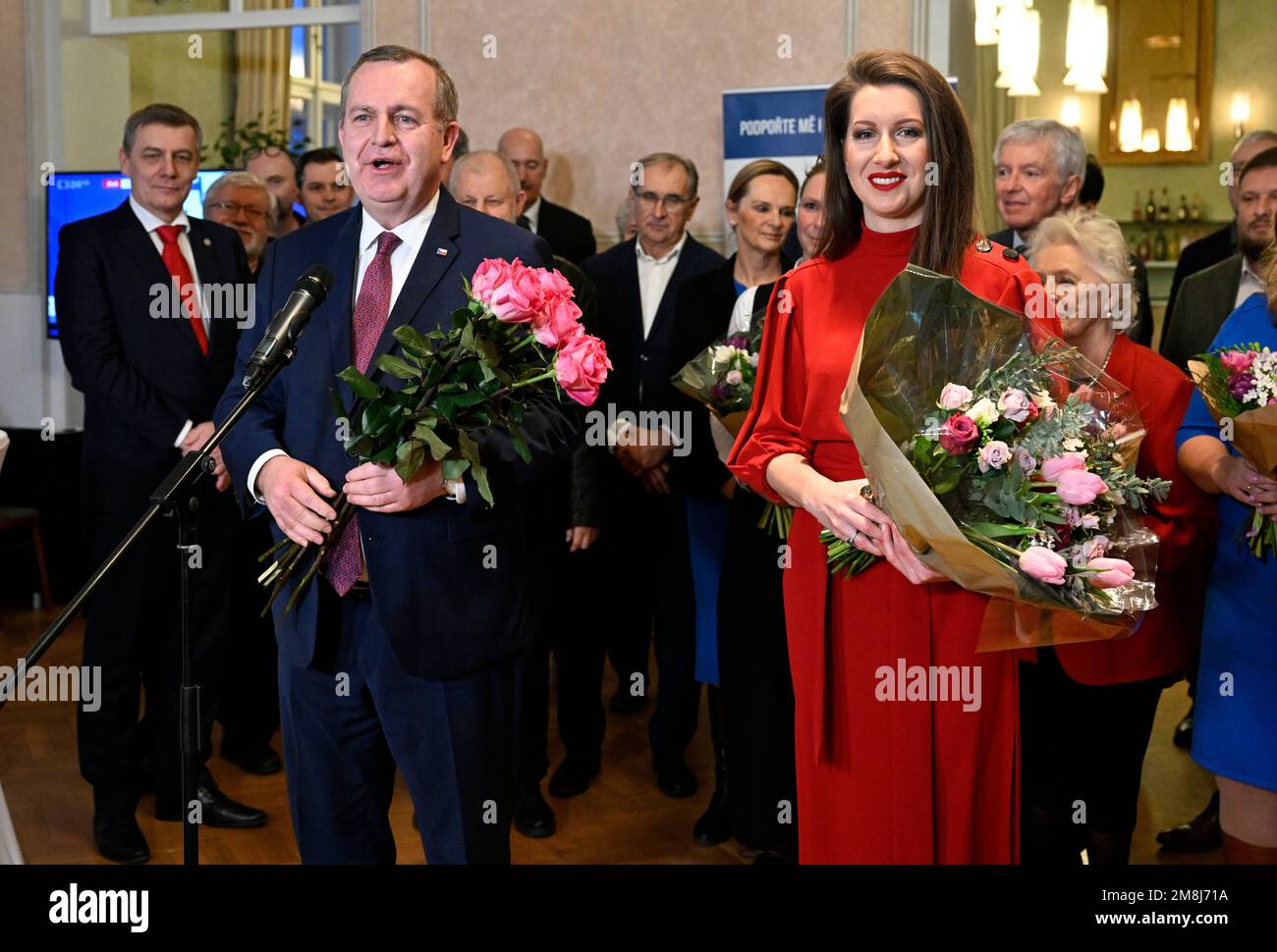 Prague Czech Republic 14th Jan 2023 Presidential Candidate Tomas Zima And His Wife Aneta