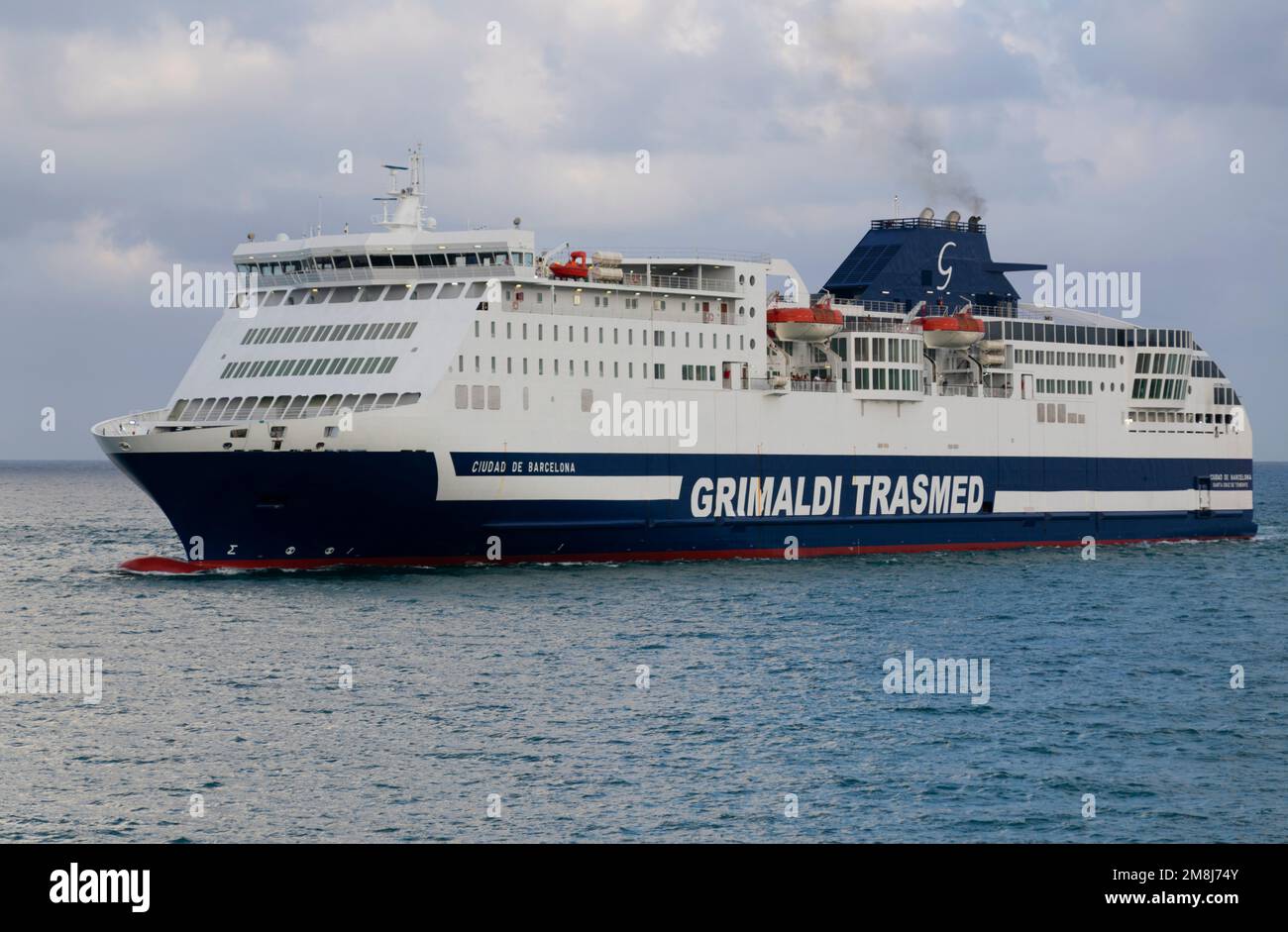 Arrival at the port of Barcelona of the Ciudad de Barcelona (ex Volcán del Teide) ferry on the afternoon of July 26, 2022. Stock Photo