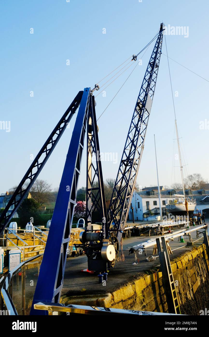 Large gantry crane at Mylor Yacht Harbour, Cornwall, UK John Gollop