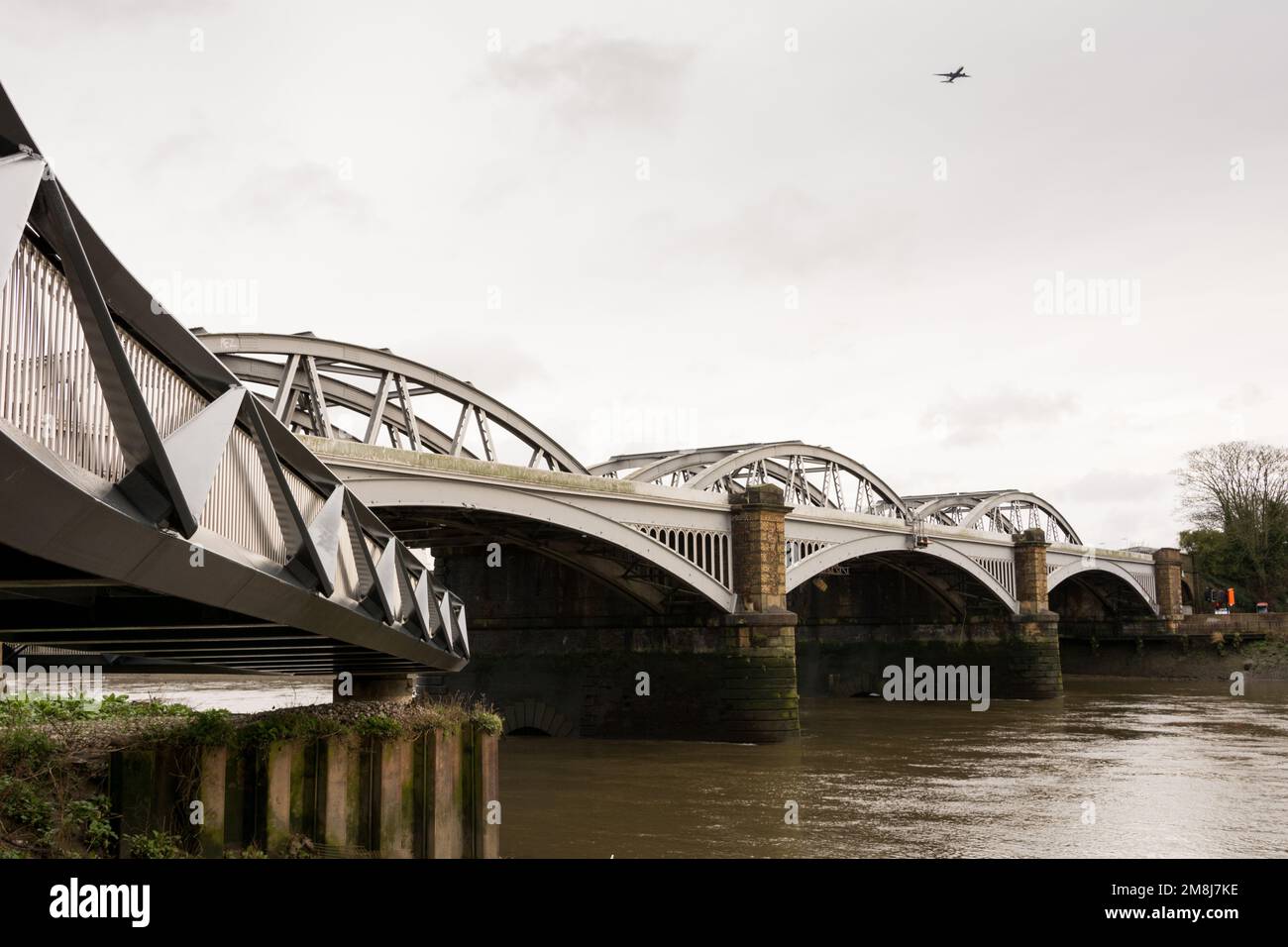 London, England, UK. 14 January 2023.  The Barnes Bridge Walkway under Barnes Railway Bridge is finally open and in use © Benjamin John Stock Photo