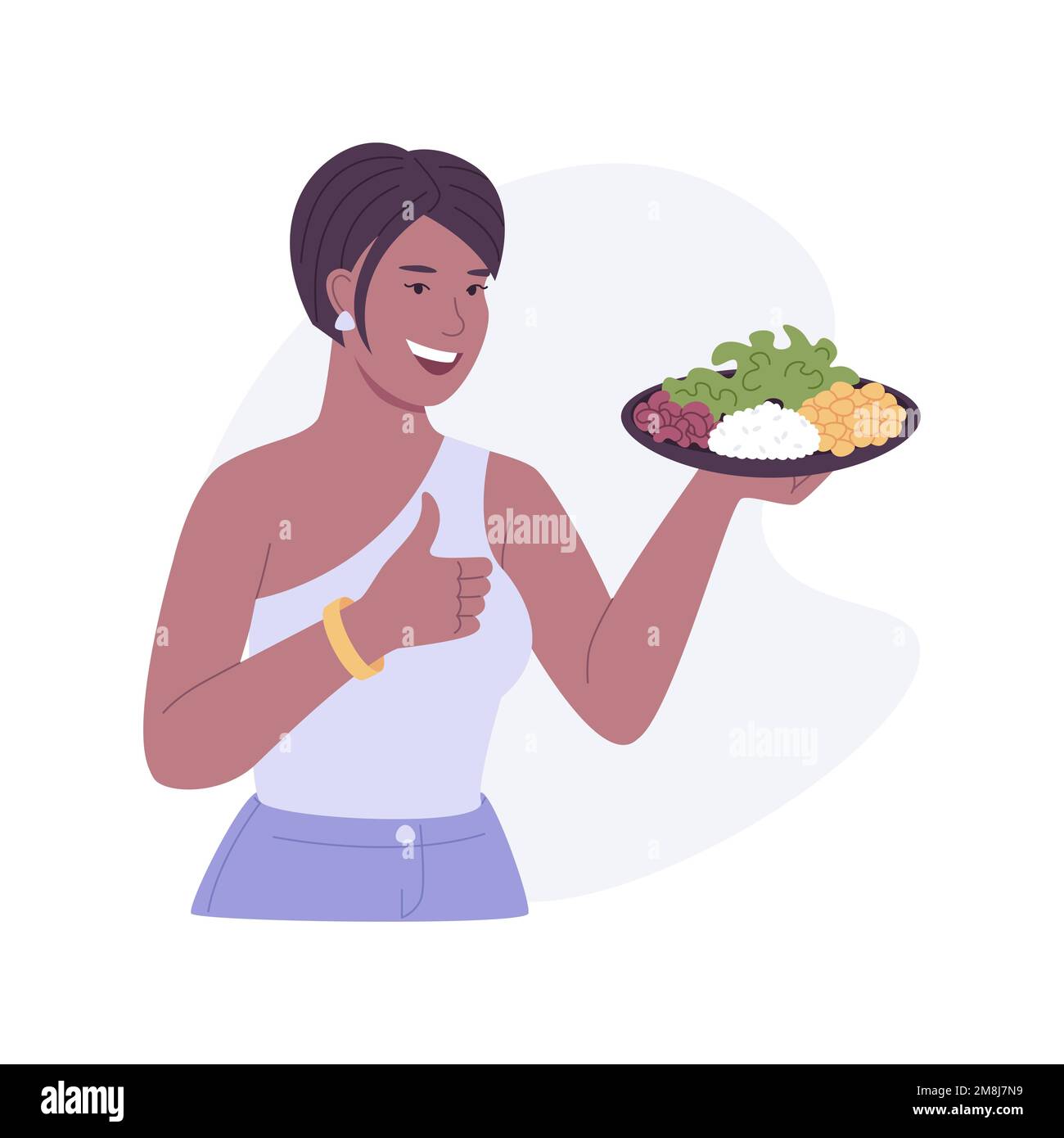 Macrobiotic diet isolated cartoon vector illustrations. Girl holding