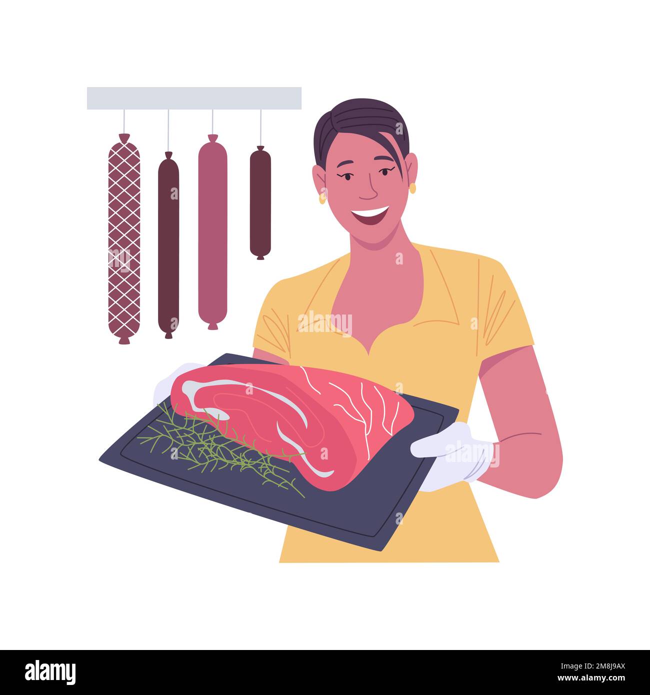 Butcher Character Vector. Classic Professional Butcher Man With