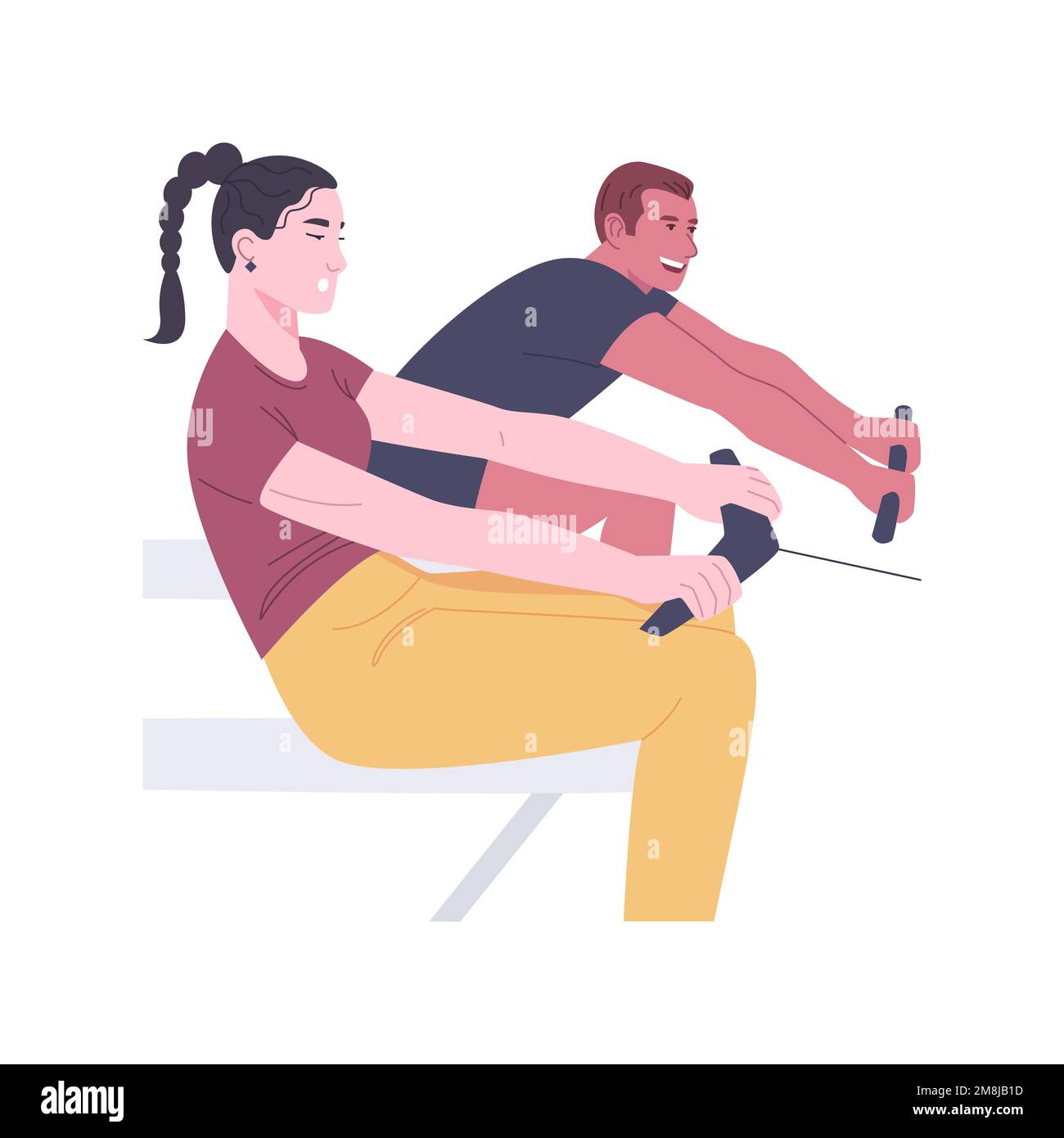 Power exercise isolated cartoon vector illustrations. Muscular couple