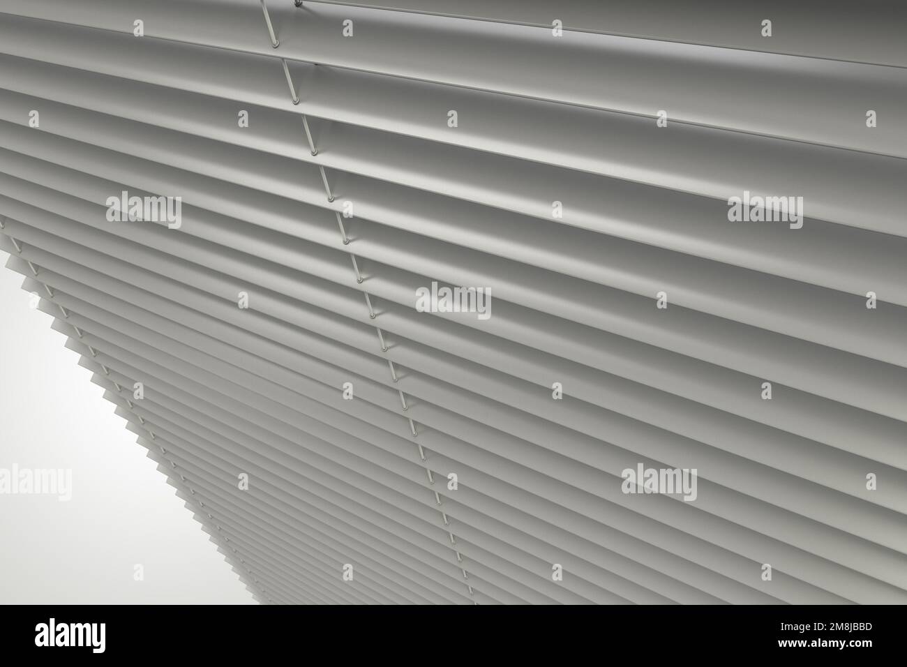 Horizontal Slats Classic White Plastic WIndow Blinds 3D Rendered