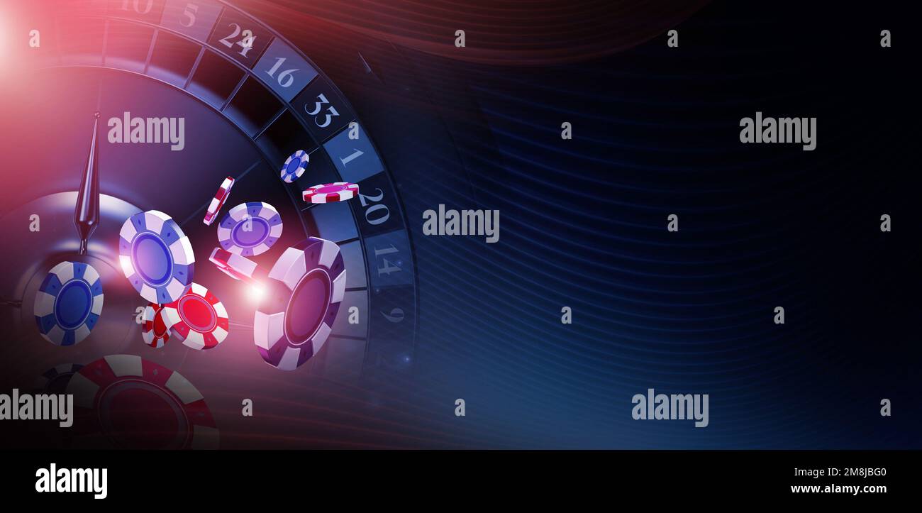 Roulette Casino Game Bet Concept Background with Right Side Copy Space. 3D Rendered Illustration. Stock Photo