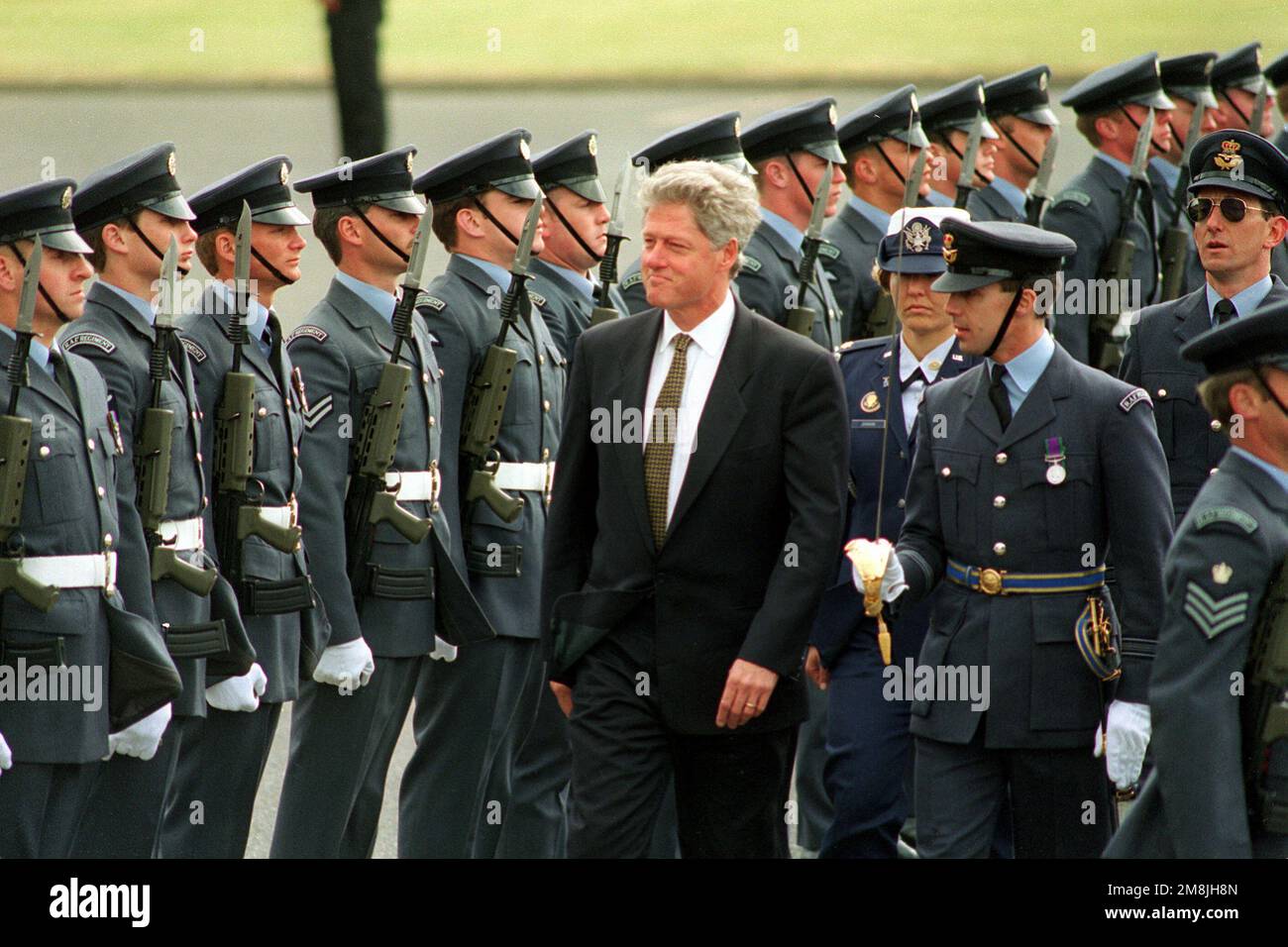 Maddingley Cemetery President William Jefferson Clinton walks through the ranks of the ...