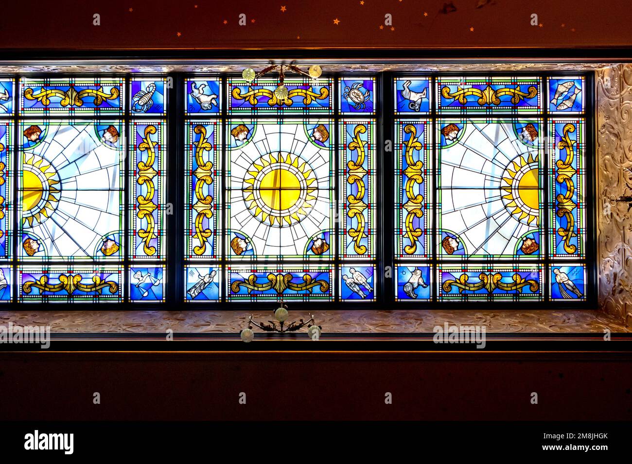 stained glass roof lights or skylights of ornate victorian Russell