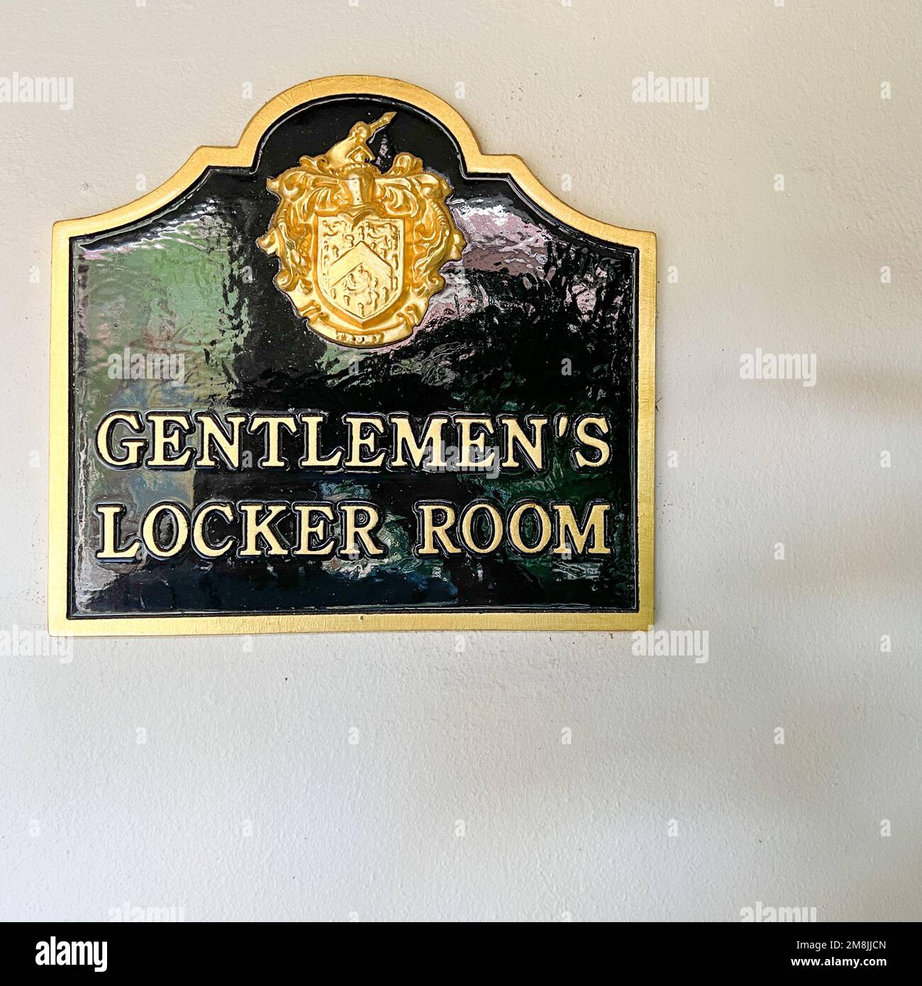 Jupiter, FL USA - May 31, 2022:  The Gentlemens Locker Room sign at the Trump National Golf Course club House in Jupiter, Florida. Stock Photo