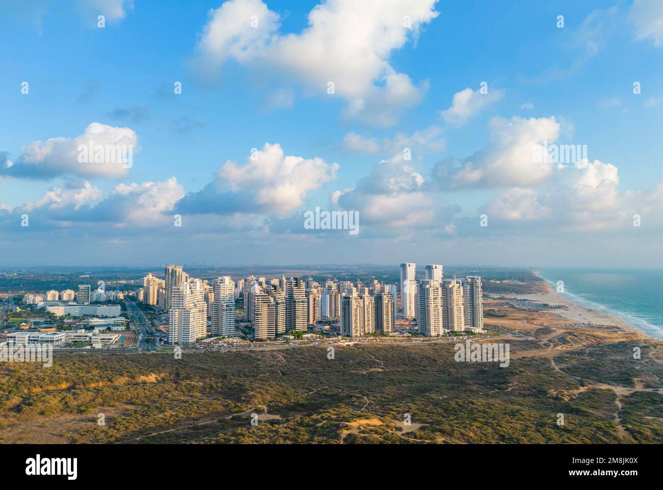 Netanya, Israel, September 3, 2022. Aerial view of the construction of