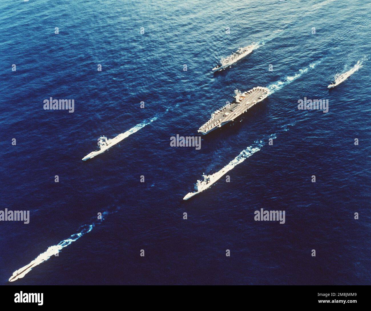 An aerial view of Battle Group 94 underway near Australia. The nuclear