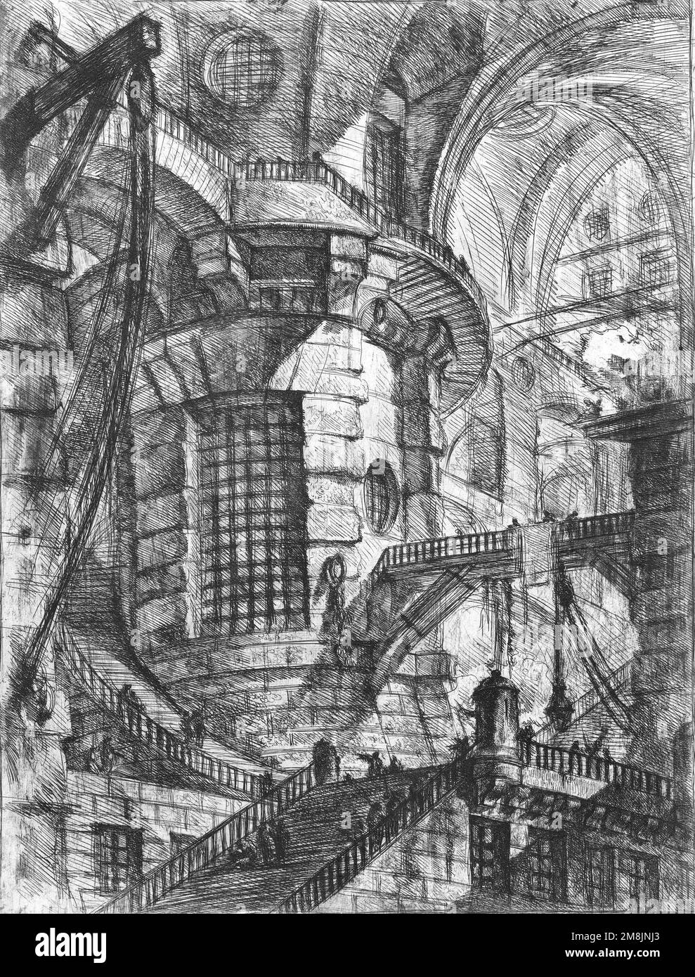 Piranesi (1720-1728). The Round Tower, from 'Carceri d'invenzione' (Imaginary Prisons) by Giovanni Battista Piranesi, etching/engraving, c. 1749/50 Stock Photo