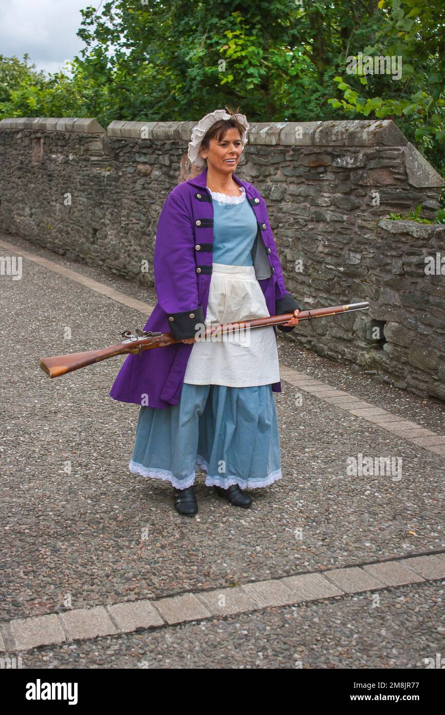 This fair maiden was part of the Londonderry City of Culture celebrations in July 2013. this was part of the re-enactment of the defense of the walls Stock Photo