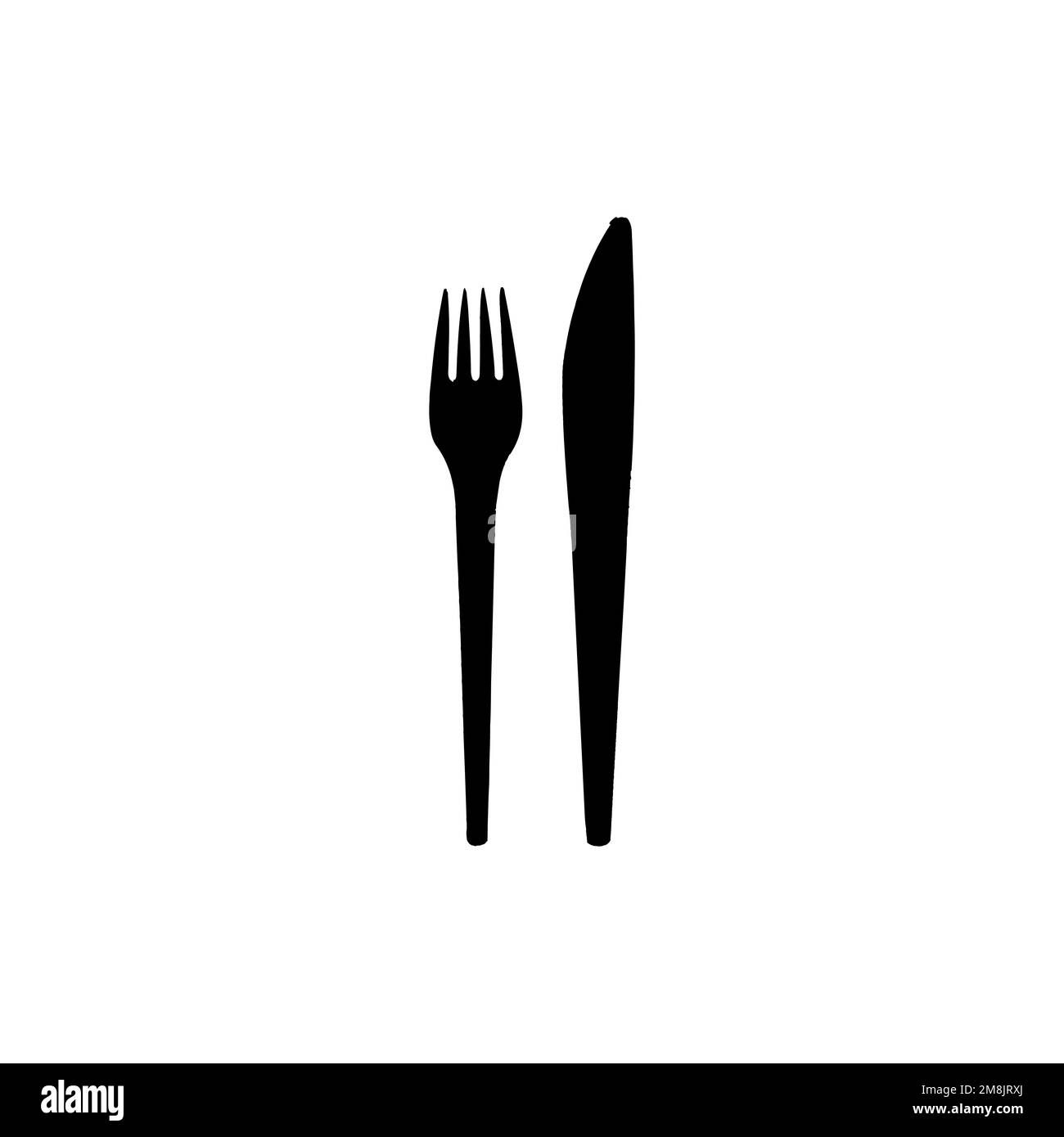 Fork and knife icon. Simple style food restaurant poster background
