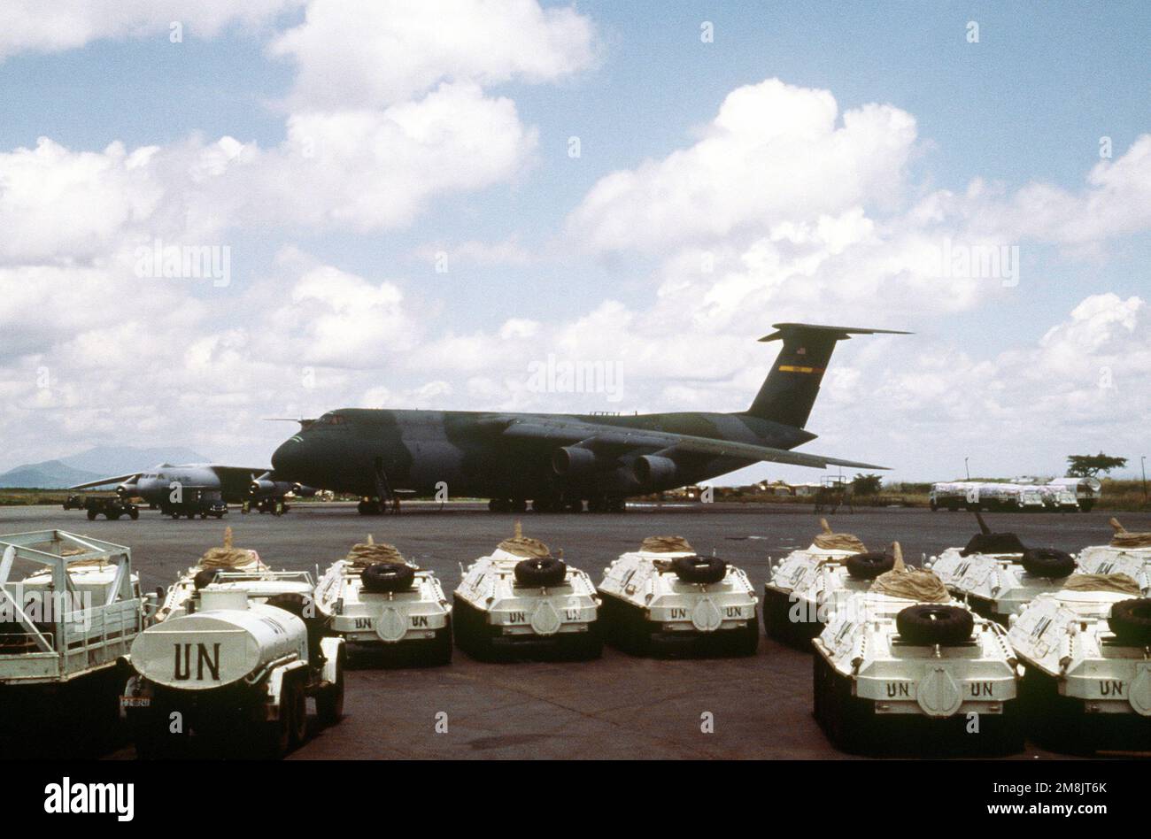 United Nations (UN) Ethiopian equipment sit on the flightline at