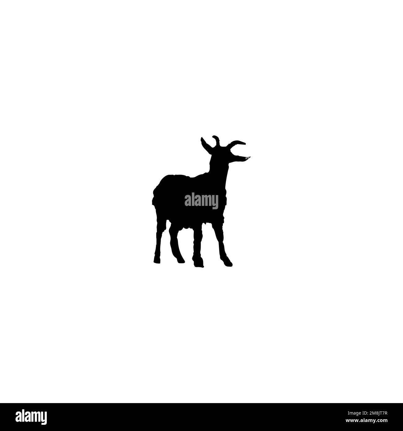 Goat icon. Simple style goat milk big sale poster background symbol. Goat brand logo design element. Goat t-shirt printing. Stock Vector