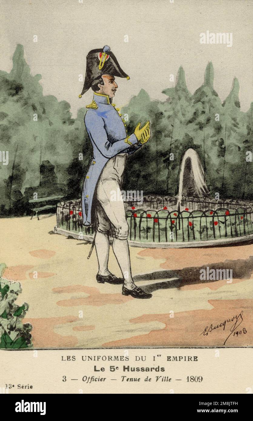 CDV BAYARD & BERTALL : MILITAIRE HUSSARD SECOND EMPIRE TENUE D'APPARAT