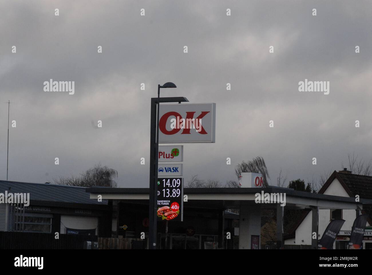 Copenhagen/Denmark/14 January 2023/ OK gasoline station in danish