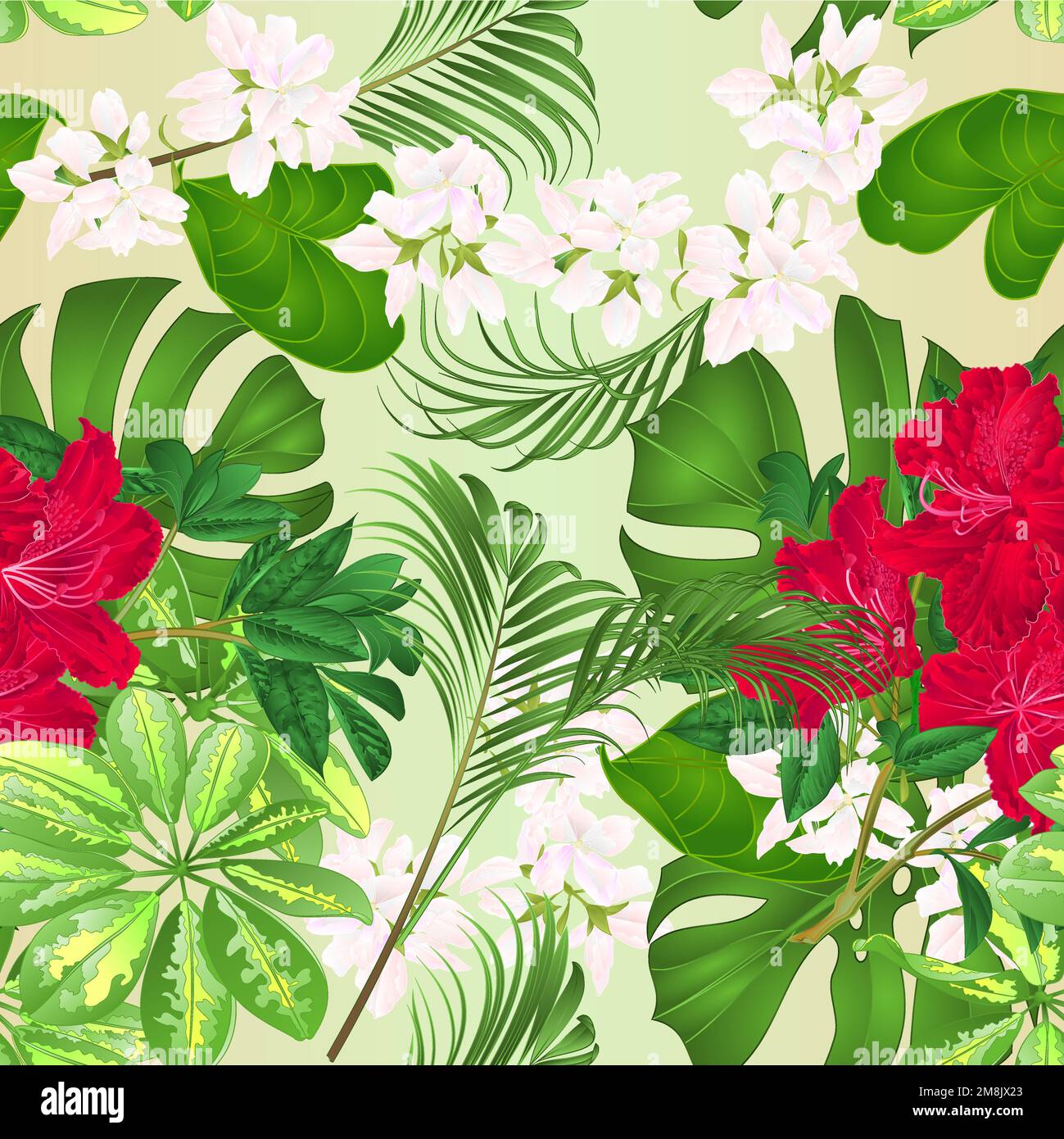 Seamless texture bouquet with tropical flowers floral arrangement, with ...