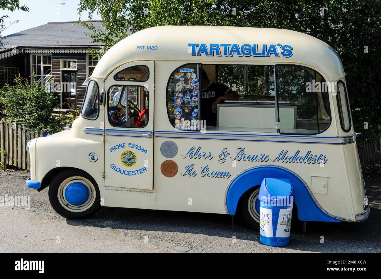 A Bedford CA1958 Bedford ice cream van.  Bedford vans were part of Vauxhall Motors, a subsidiary of multinational corporation General Motors Stock Photo