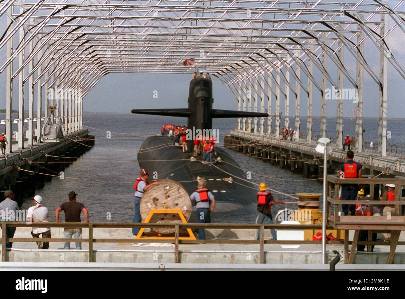 A starboard bow view of the nuclearpowered ballistic missile submarine