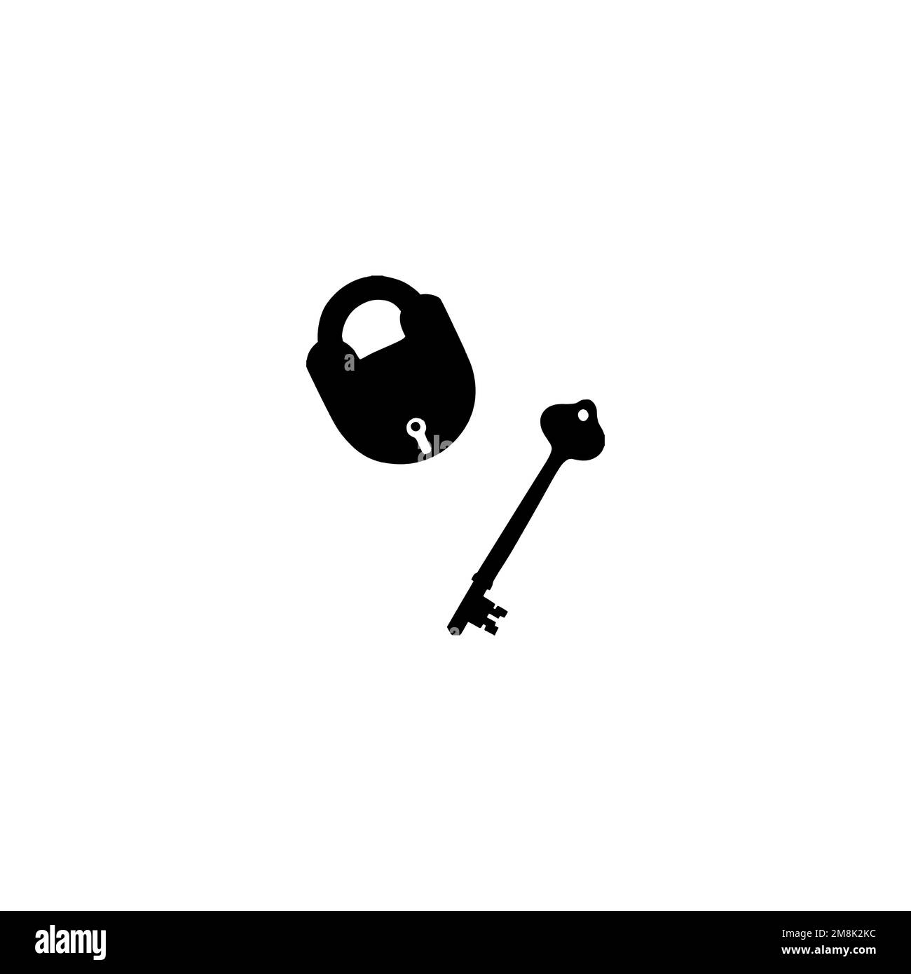 Lock and key icon. Simple style locksmith big sale poster background symbol. Lock and key brand logo design element. Lock and key t-shirt printing. Stock Vector