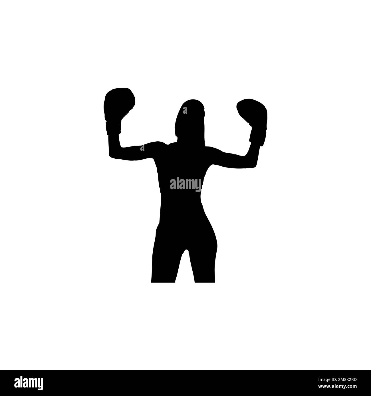 Woman kickboxer icon. Simple style woman kickboxing tournament poster background symbol. Woman kickboxer brand logo design element. Stock Vector